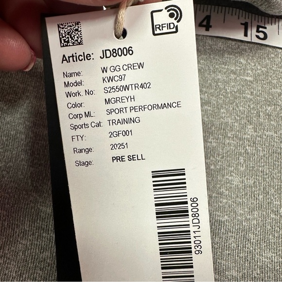 NWT Adidas Women's fleece Crew Neck cropped sweatshirt sz S - Picture 7 of 9